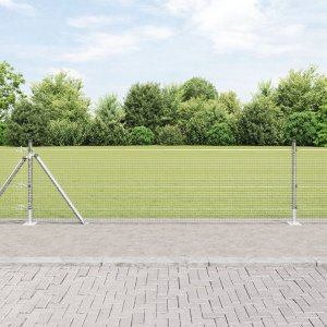 vidaXL Ogrodzenie z drutu spawanego  z 7 słupkami flancowanymi 0.6x10 m ocynkowane 1