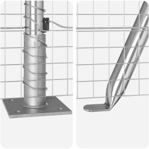 vidaXL Ogrodzenie ze Spawanej Siatki z 7 Słupami Flanged 0.6x10 m Stal Ocynkowana 9