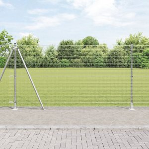 vidaXL Ogrodzenie z drutu spawanego  z 7 słupkami flanszowymi 1,2x10 m z ocynkowanej stali 1