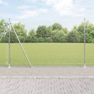 vidaXL Ogrodzenie z drutu spawanego z 7 flanszowymi słupkami 1.4x10 m stal ocynkowana 1