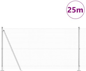 vidaXL Ogrodzenie z 13 słupkami z flanszami 1.2x25 m ze stali ocynkowanej 3