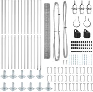 vidaXL Ogrodzenie z 13 słupkami z flanszami 1.2x25 m ze stali ocynkowanej 5