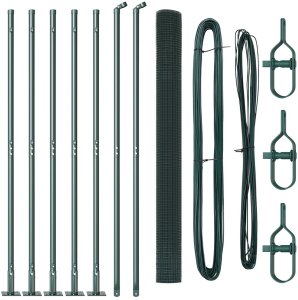 vidaXL Ogrodzenie z drutu spawanego z 7 słupkami z flanszą Zielone 1,6x10 m Stal 2
