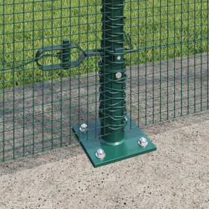 vidaXL Ogrodzenie z drutu spawanego z 7 słupkami z flanszą Zielone 1,6x10 m Stal 4