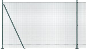 vidaXL Ogrodzenie z drutu spawanego z 7 słupkami z flanszą Zielone 1,6x10 m Stal 7