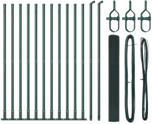 vidaXL Ogrodzenie ze spawanej siatki z 13 słupkami z flanszami Zielone 0.8x25 m Stal 2