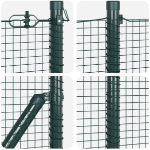 vidaXL Ogrodzenie z drutu spawanego z 13 słupkami ze flandrami Zielone 0.8x50 m Stalowe 8