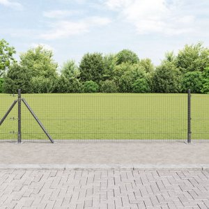 vidaXL Ogrodzenie z drutu spawanego z 7 słupkami flanged szary 0.4x10 m stal 1