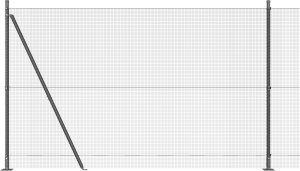 vidaXL Ogrodzenie spawane z 7 słupkami z kołnierzem Szary 1.4x10 m Stal 7