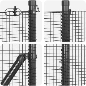 vidaXL Ogrodzenie spawane z 7 słupkami z kołnierzem Szary 1.4x10 m Stal 8