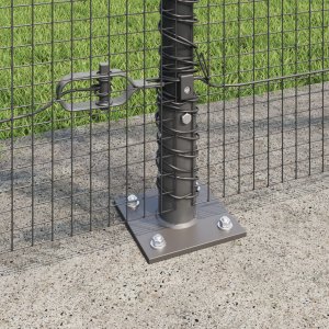 vidaXL Ogrodzenie z drutu spawanego z 7 słupkami flanszowymi Szare 1,6x10 m Stal 4