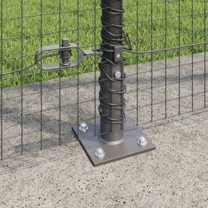 vidaXL Spawane ogrodzenie z 7 słupkami z flanszą Szary 1,6x10 m Stal 4