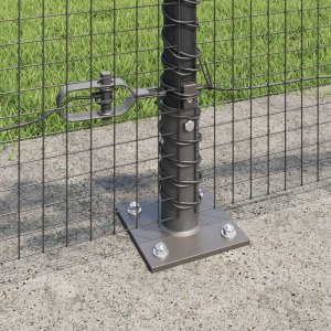 vidaXL Ogrodzenie z 13 słupkami z podwójnym kołnierzem Szary 0.4x25 m Stal 4