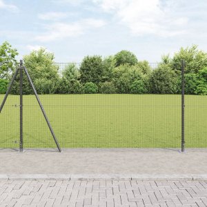 vidaXL Ogrodzenie z siatki spawanej  z 13 słupkami z brzegiem Szary 1.2x25 m Stal 1