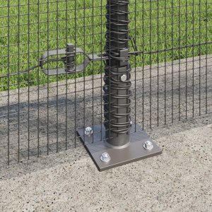 vidaXL Ogrodzenie spawane z 13 słupkami z kołnierzami Szary 1.4x25 m Stal 4