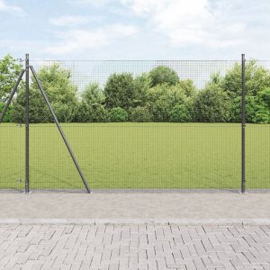 vidaXL Ogrodzenie z drutu spawanego  z 13 słupkami z fartuchem Szary 1.4x25 m Stal 1