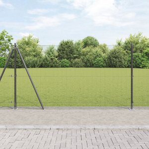 vidaXL Ogrodzenie z drutu spawanego  z 13 słupami flanszowymi Szare 1,2 x 50 m Stal 1