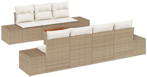 vidaXL Zestaw sof ogrodowych 8 sztuk z poduchami Beżowy Polirattan Akacja 2