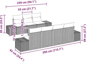 vidaXL Zestaw sof ogrodowych 8 sztuk z poduchami Beżowy Polirattan Akacja 9