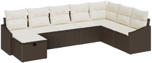 vidaXL 8-częściowy zestaw sofy ogrodowej z poduszkami w brązowym polirattanie 2