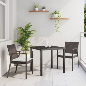 vidaXL Zestaw 2 Brązowy Rattan PE Dla 2 osób Trwały Fotel zewnętrzny 1