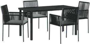 vidaXL Zestaw mebli ogrodowych  5 części z poduszkami Czarny Rattan Poly 2