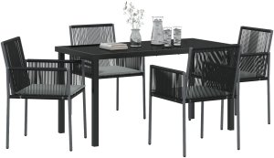 vidaXL Zestaw mebli ogrodowych  5 części z poduszkami Czarny Rattan Poly 3