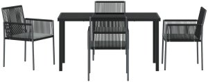 vidaXL Zestaw mebli ogrodowych  5 części z poduszkami Czarny Rattan Poly 7
