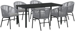 vidaXL Zestaw 7 częściowy do jadalni  Szare Polirattan 2