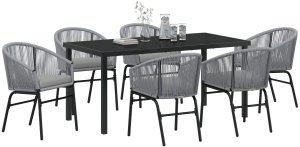 vidaXL Zestaw 7 częściowy do jadalni  Szare Polirattan 3
