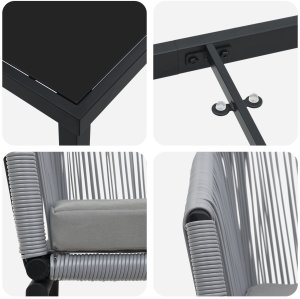 vidaXL Zestaw 7 częściowy do jadalni  Szare Polirattan 9