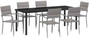 vidaXL Zestaw ogrodowy  7-częściowy szary z polirattanu 2