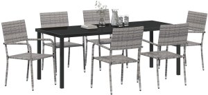 vidaXL Zestaw ogrodowy  7-częściowy szary z polirattanu 3