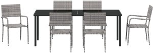 vidaXL Zestaw ogrodowy  7-częściowy szary z polirattanu 7
