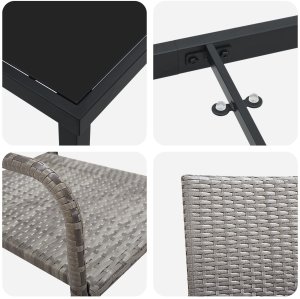 vidaXL Zestaw ogrodowy  7-częściowy szary z polirattanu 9