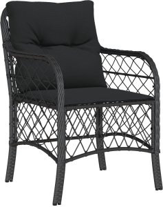 vidaXL Zestaw 9 częściowy z poduszkami  czarny polirattan 6