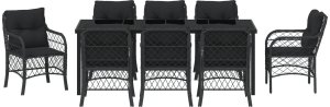 vidaXL Zestaw 9 częściowy z poduszkami  czarny polirattan 7