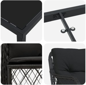 vidaXL Zestaw 9 częściowy z poduszkami  czarny polirattan 9