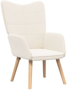 vidaXL Fotel relaksacyjny Kremowy z materiału przypominającego wełnę 2