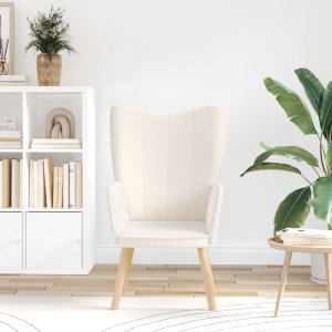 vidaXL Fotel relaksacyjny Kremowy z materiału przypominającego wełnę 3