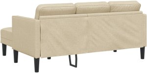 vidaXL Sofa L-Shaped 3-osobowa Kremowa 160 cm Z Tkaniny 4