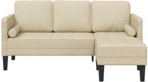 vidaXL Sofa L-Shaped 3-osobowa Kremowa 160 cm Z Tkaniny 5
