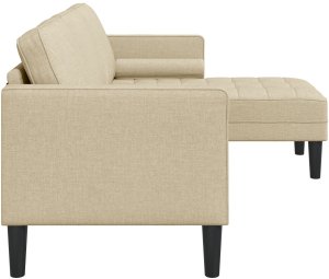 vidaXL Sofa L-Shaped 3-osobowa Kremowa 160 cm Z Tkaniny 6