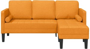 vidaXL 3-osobowa kanapa w kształcie litery L ciemnożółta 160 cm z materiału 5