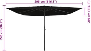 vidaXL Kwadratowy parasol ogrodowy z Lampkami LED 295x245 cm czarny (42003666) 8