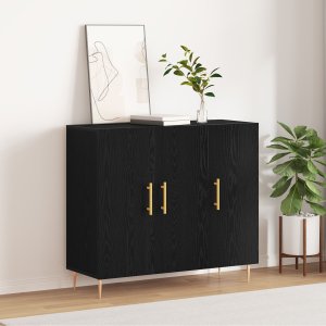 vidaXL Szafka Czarny Dąb 90x34x80 cm z drewna inżynieryjnego 4