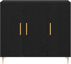 vidaXL Szafka Czarny Dąb 90x34x80 cm z drewna inżynieryjnego 6