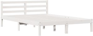 vidaXL Ramka łóżka z zagłówkiem Biała 160x210 cm Lite drewno sosnowe 3