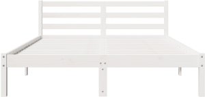 vidaXL Ramka łóżka z zagłówkiem Biała 160x210 cm Lite drewno sosnowe 5