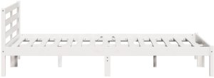 vidaXL Ramka łóżka z zagłówkiem Biała 160x210 cm Lite drewno sosnowe 6